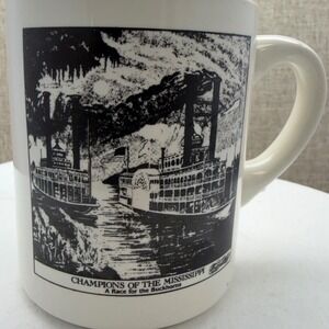 Currier & Ives Champions of the Mississippi Steamboat Race Vintage Ceramic Mug